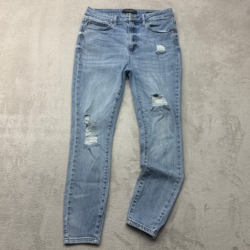Judy Blue Skinny Jeans Womens 11/30 30x27 Light Wash Distressed Stretch